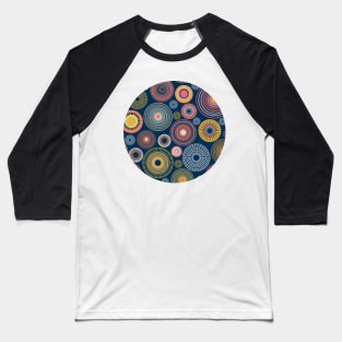 Colorful circles on dark blue seamless pattern Baseball T-Shirt